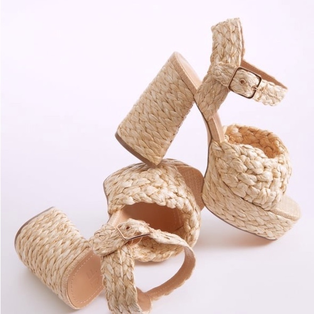 JustFab Women’s Rosalie Chunky Heel Espadrille Platform Sandals Shoes Size 11 - Picture 3 of 11